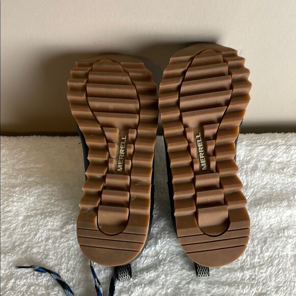 Merrell Hiking Faux Leather Lace Up Boots Women's 6 Black With Blue Strings - Picture 10 of 10